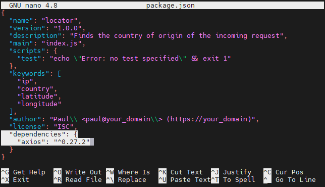 Node.js Modules package json