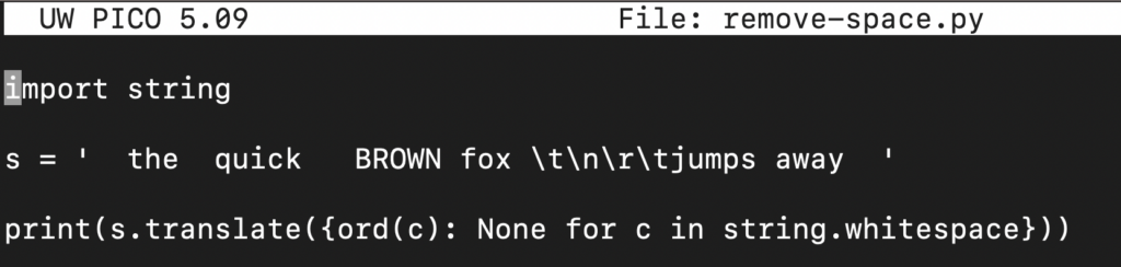 remove whitespace using translate
