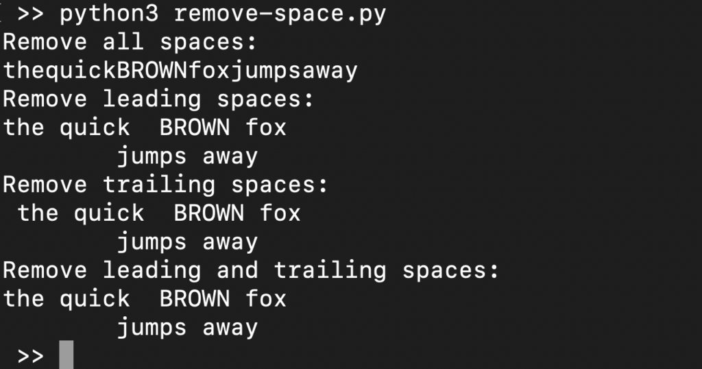 run the script to remove whitespaces by using regex