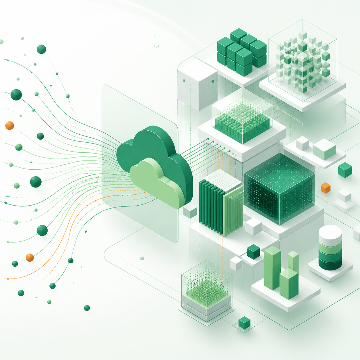 Abstract visualisation of consumption-based AI demand and cloud resource patterns