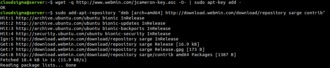 Webmin repo