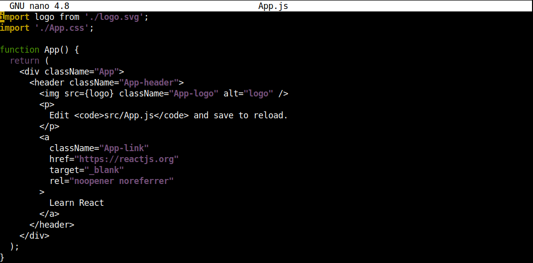 nano src/App.js