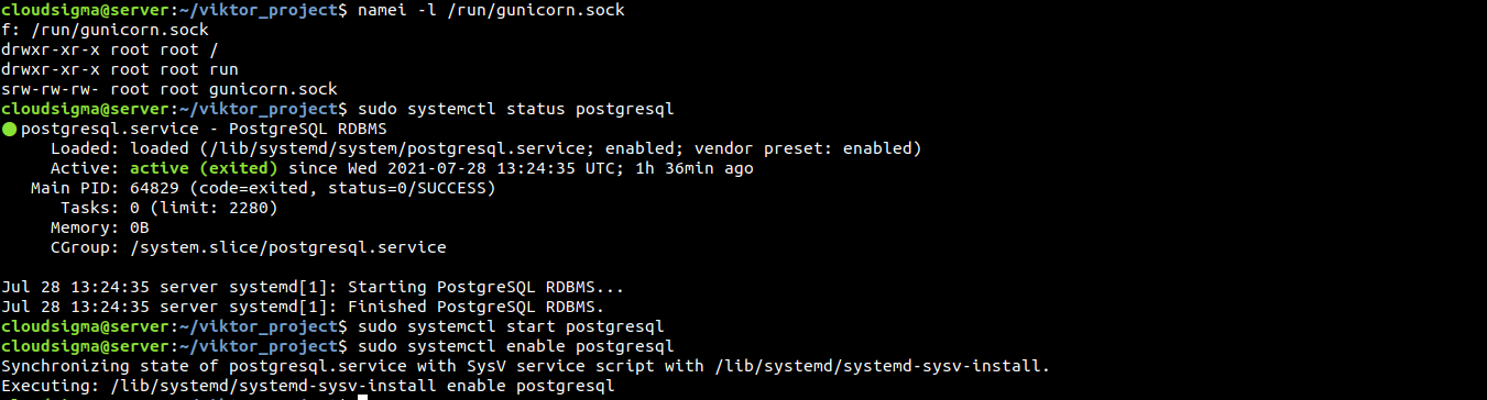 sudo systemctl enable postgresql