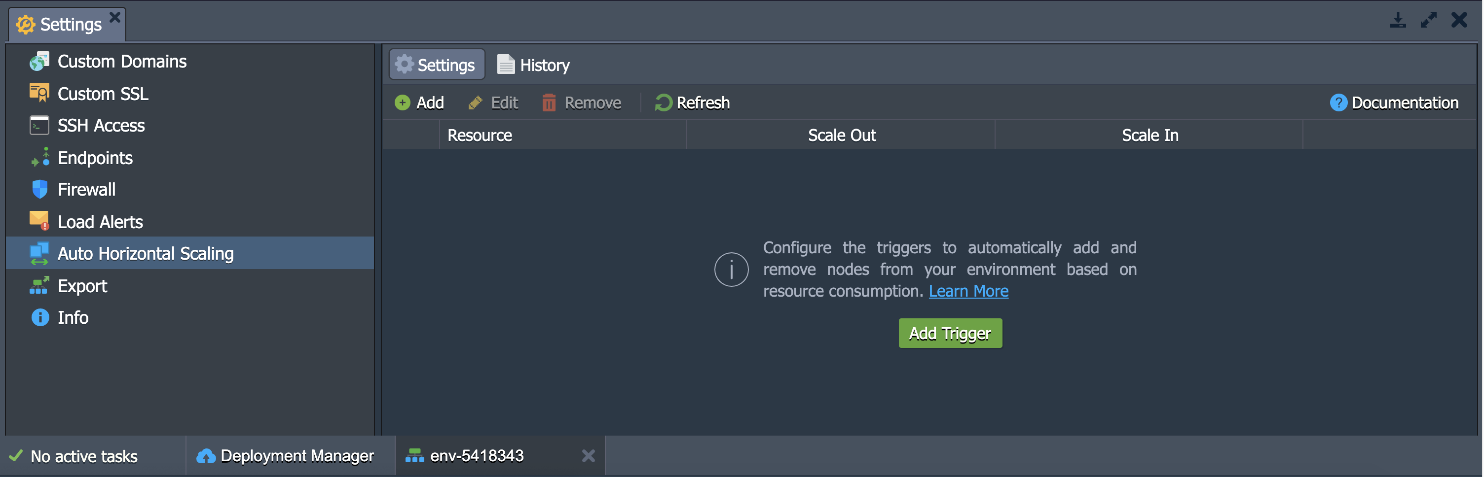 PaaS Dashboard auto horizontal scaling