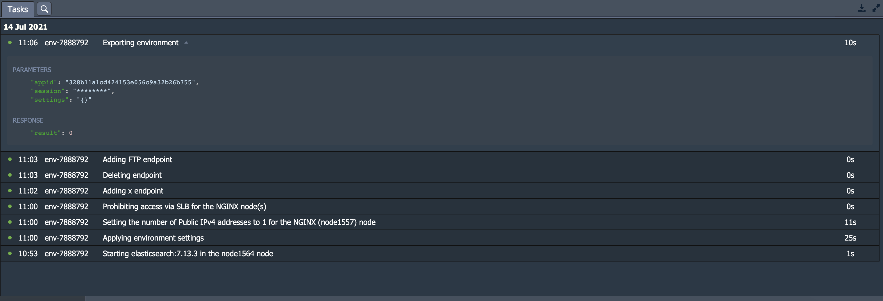 tasks panel