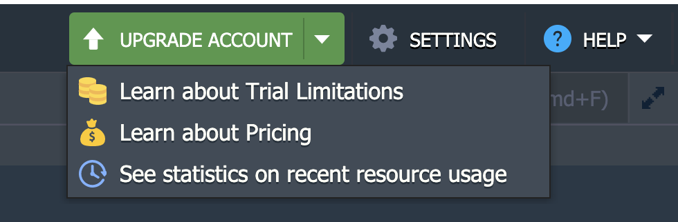 PaaS Dashboard upgrade account