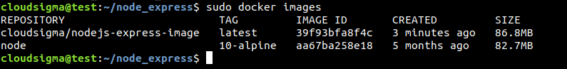 sudo docker images