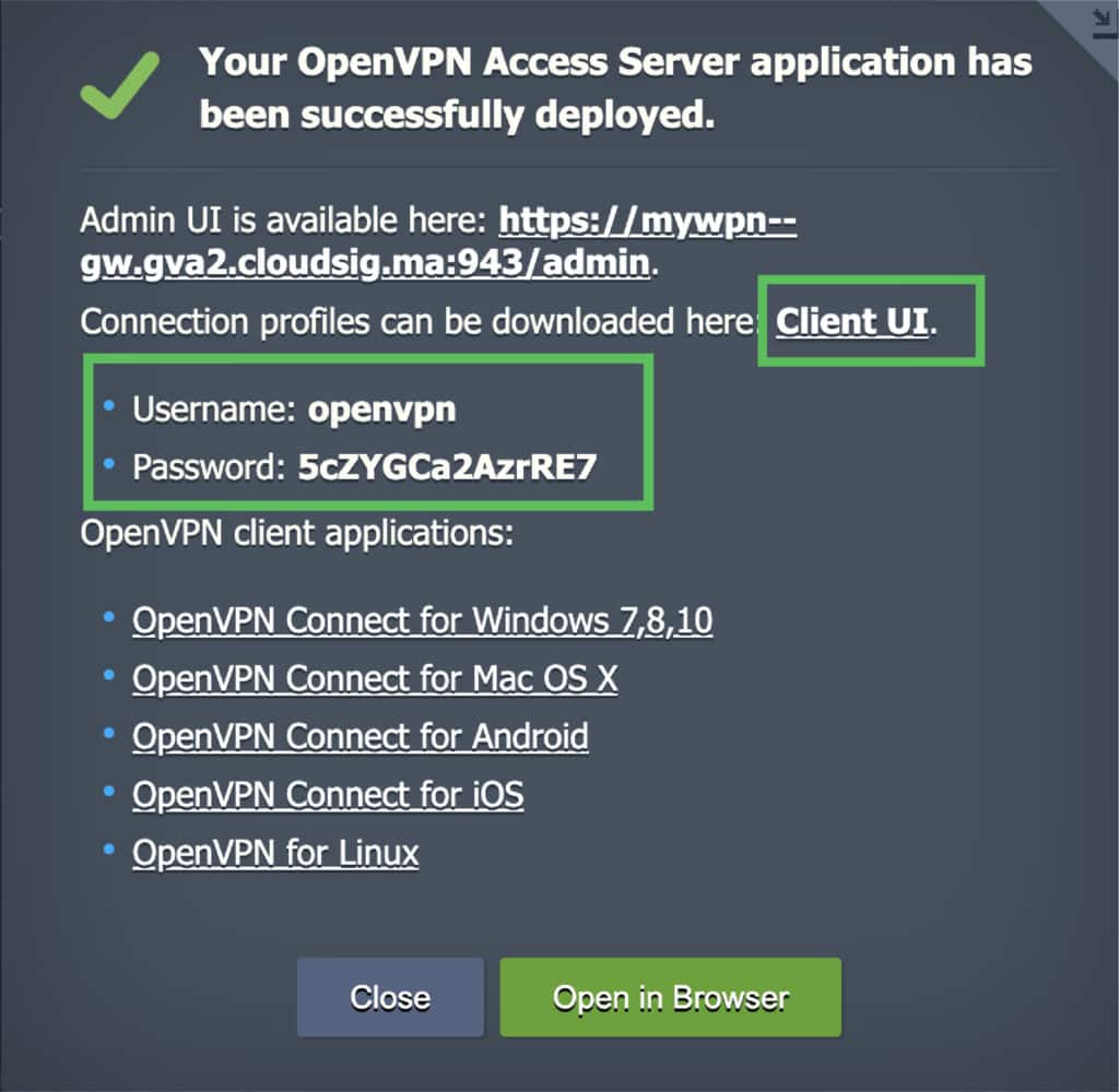 5-OpenVPN Access Server parameters screenshot OpenVPN