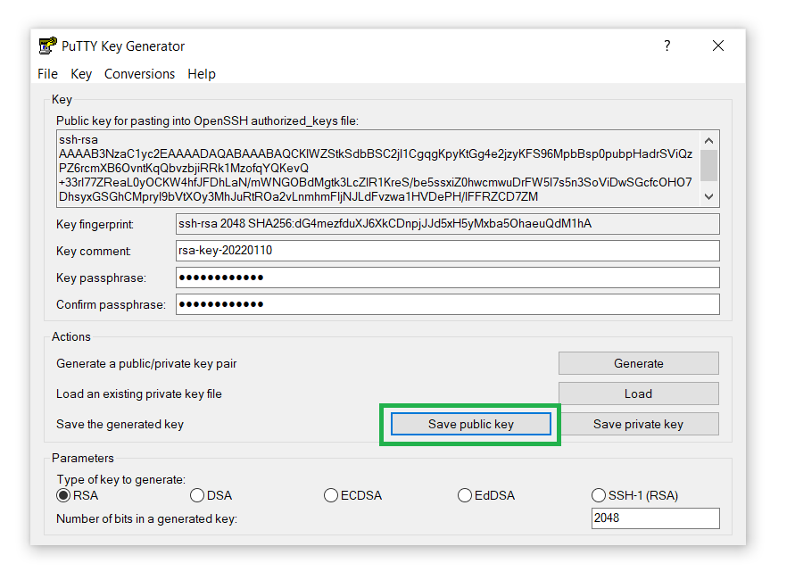 Save public key