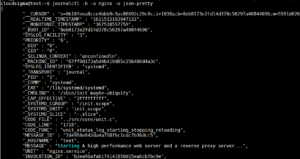 output format json pretty Journalctl
