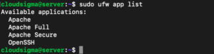 Apache Server ufw app list 