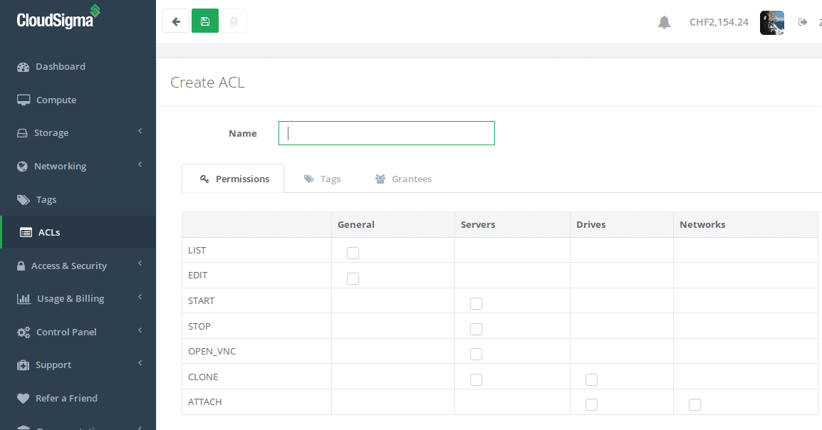 Create an ACL for your cloud infrastructure