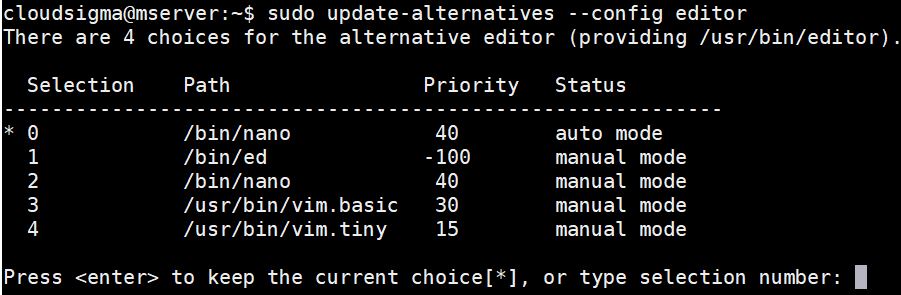 displays a list of editors