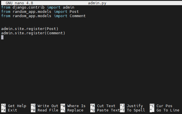 Edited admin.py