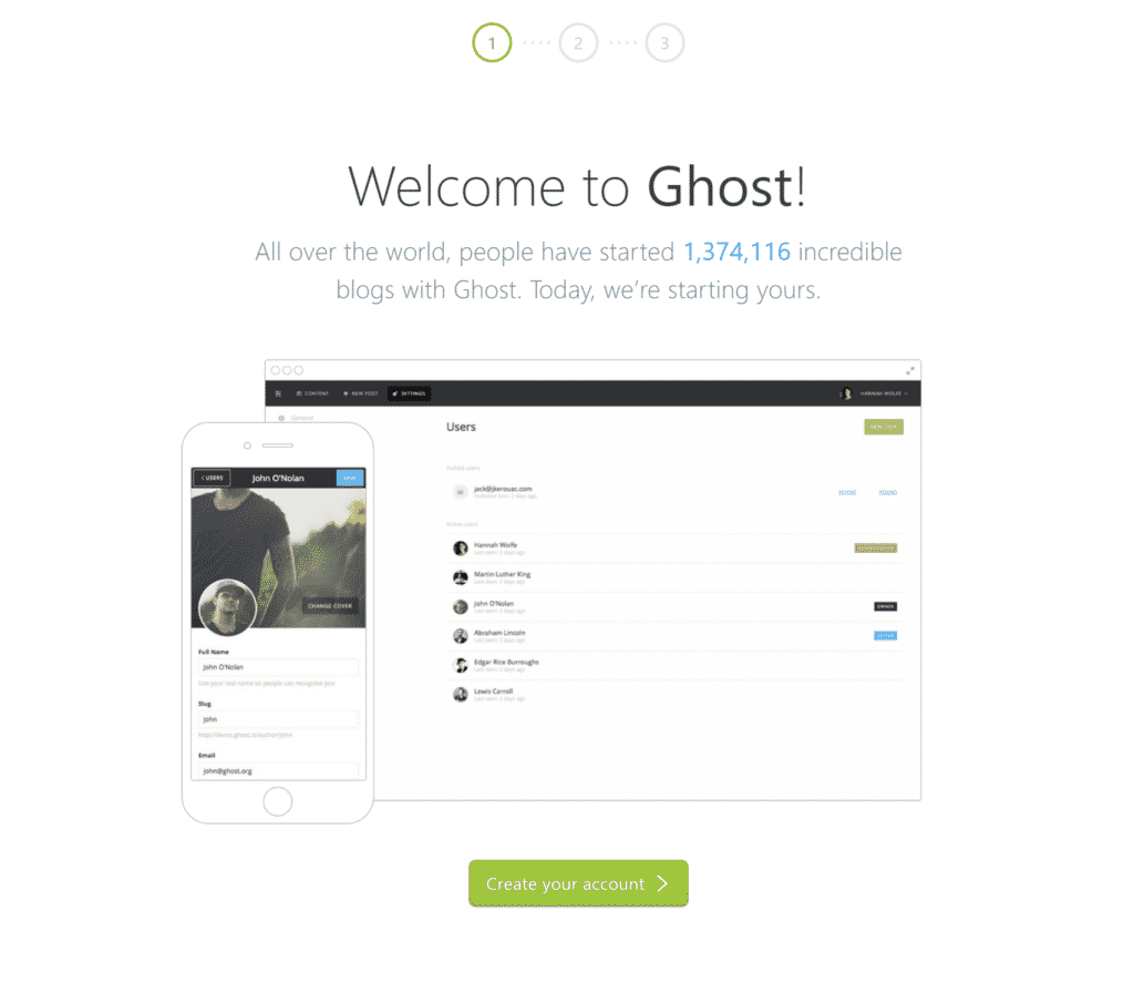Ghost Welcome Screen