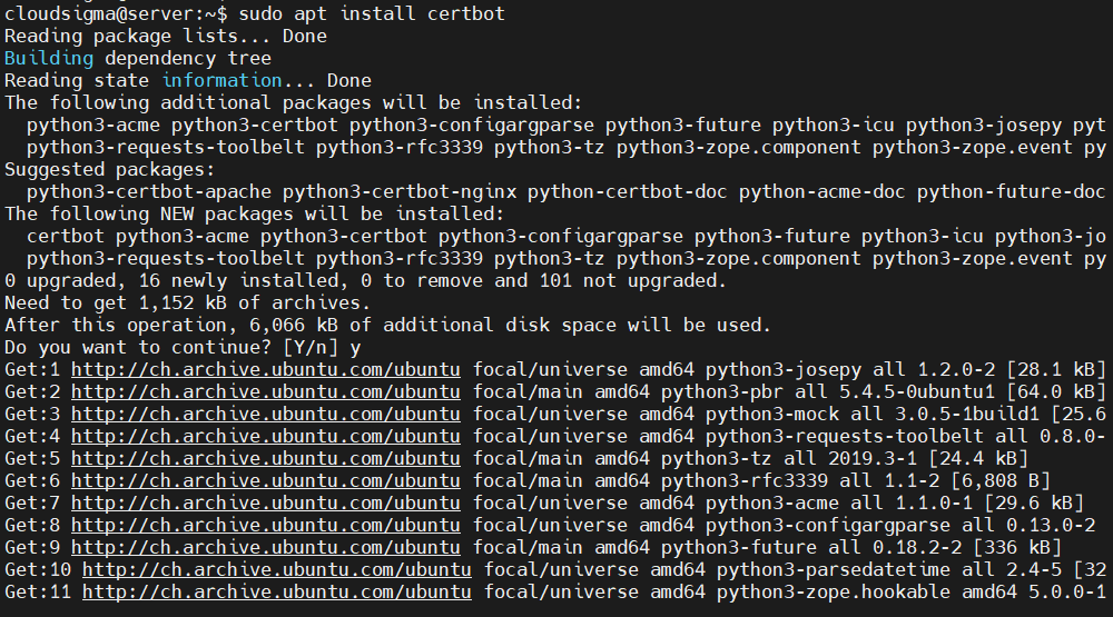 Postfix Install certbot
