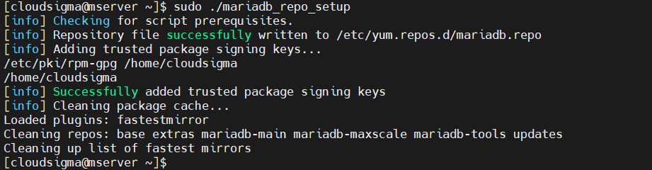Mariadb repo setup