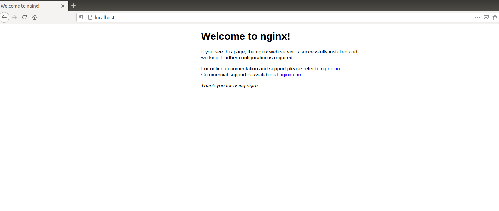 nginx default page