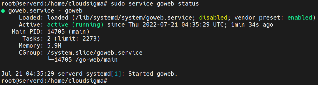 go web status